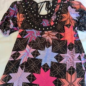 Plenty By Tracy Reese silk top with puff sleeves